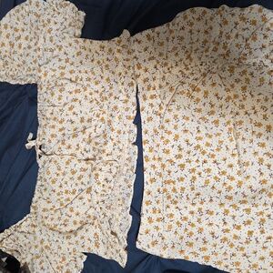 Floral Cream Crop Top And Skirt set